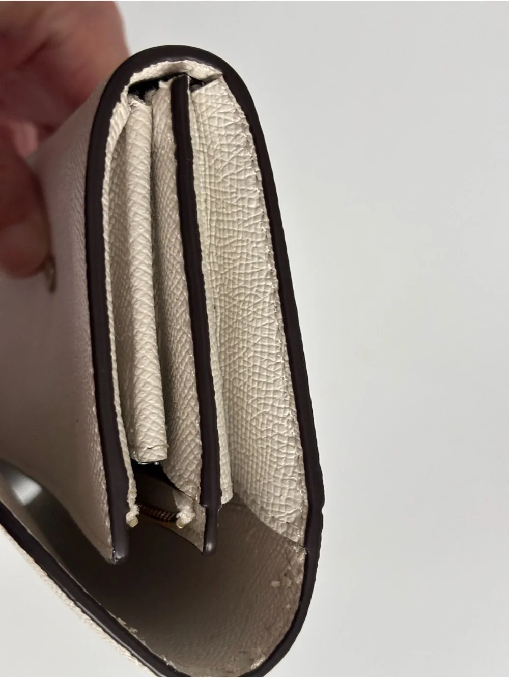 Coach Cream Saffiano Envelope Wallet with Gold Logo
